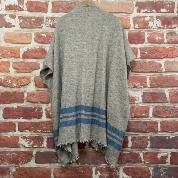 Ann Taylor Loft Kimono Cardigan Women's M/L Gray Multicolor Boho Striped Fringe - Picture 2 of 9